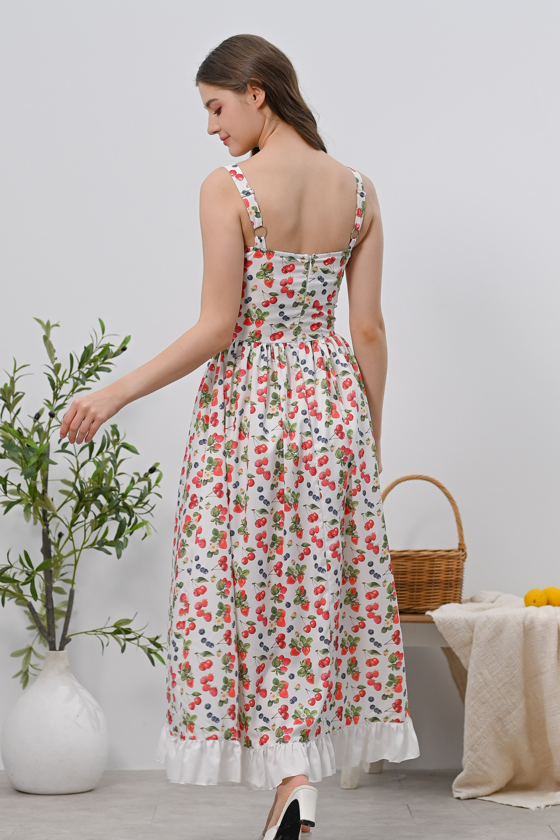Anne Dress in Berries Cotton