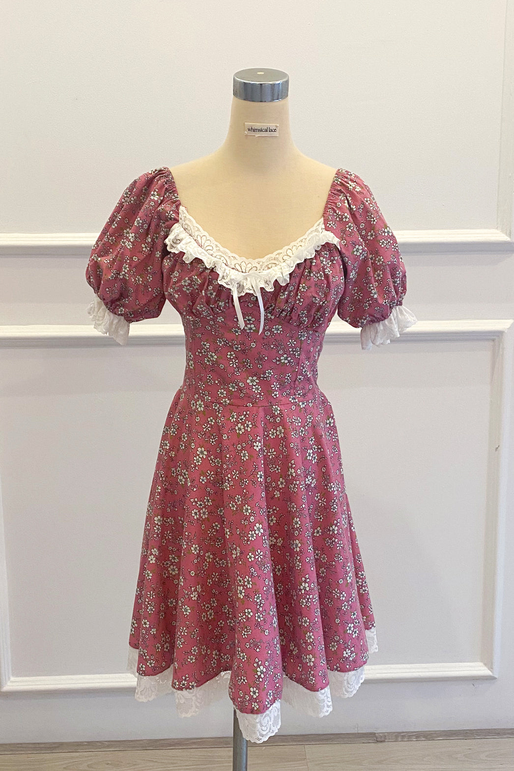 Anya dress in Pink Floral Cotton Whimsical Lace Anya dress in Pink Floral Cotton Whimsical Lace
