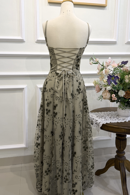 90s Inspired Prom Dress in Sage Green Satin