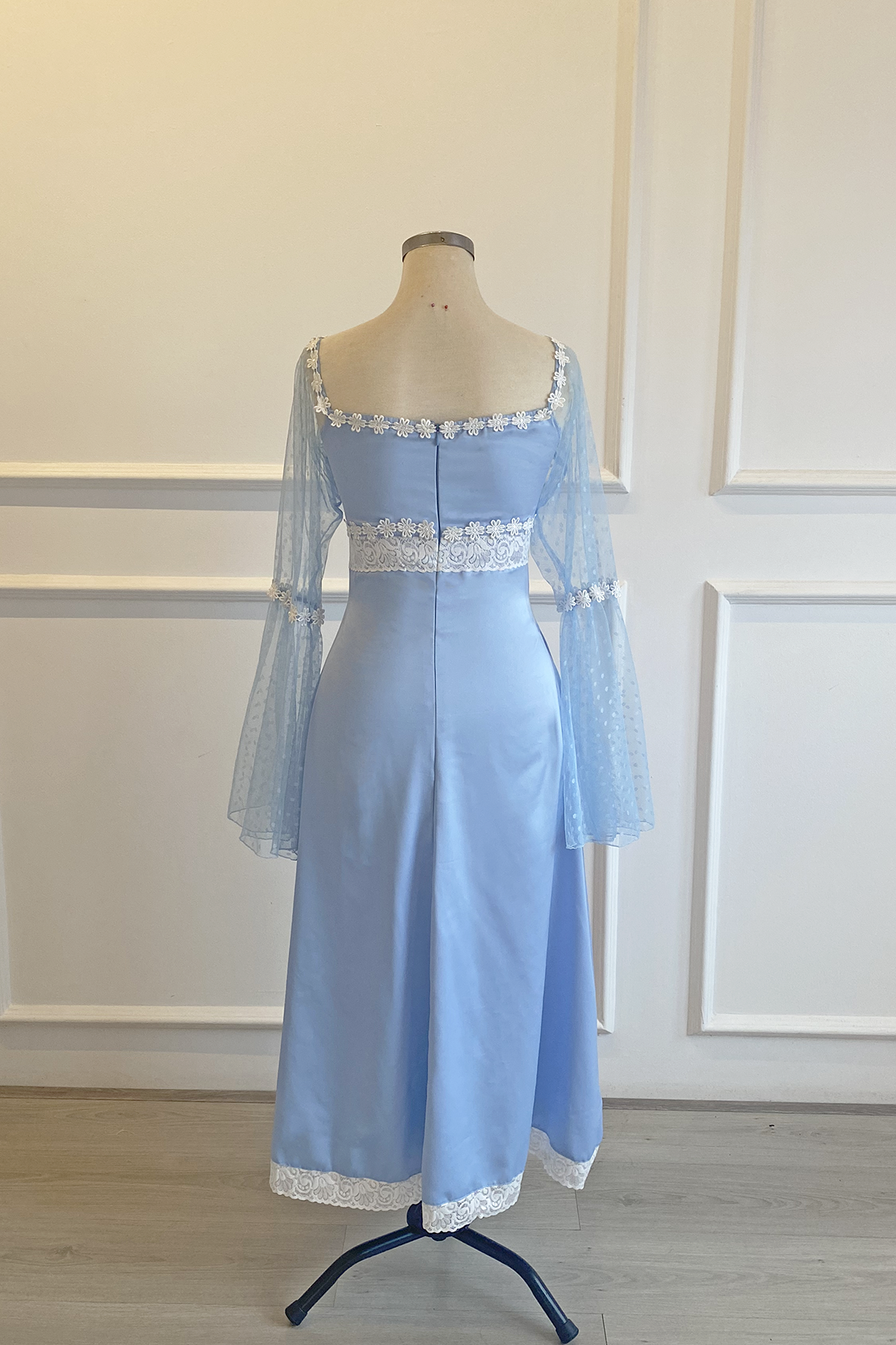 Midi Lana Dress in Baby Blue Satin