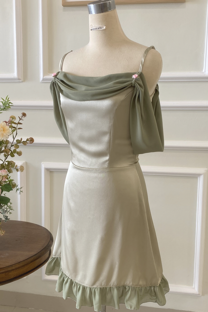 Kayla Dress in Sage Green Satin