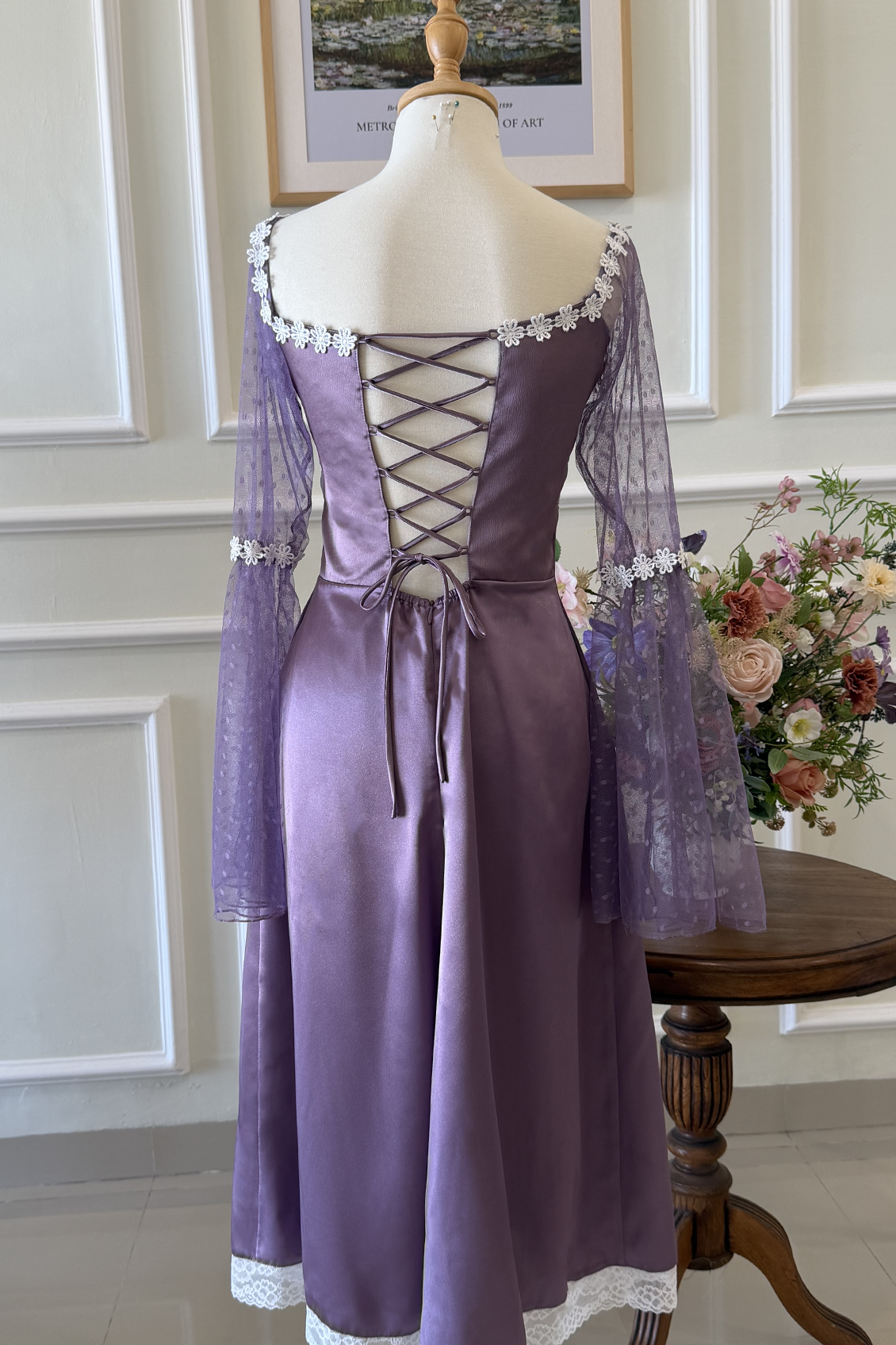 Lana Dress in Dusty Purple Satin (Defective)