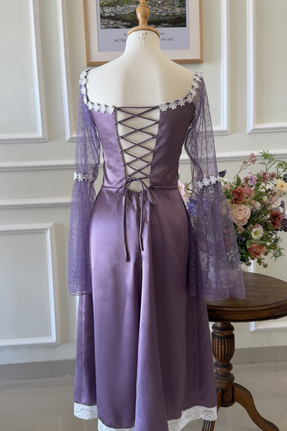 Lana Dress in Dusty Purple Satin (Defective)