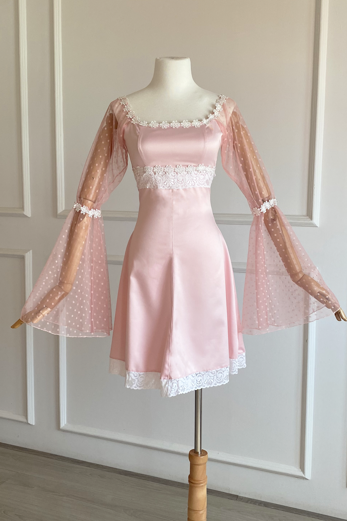 Sample Lana Dress in Baby Pink Satin