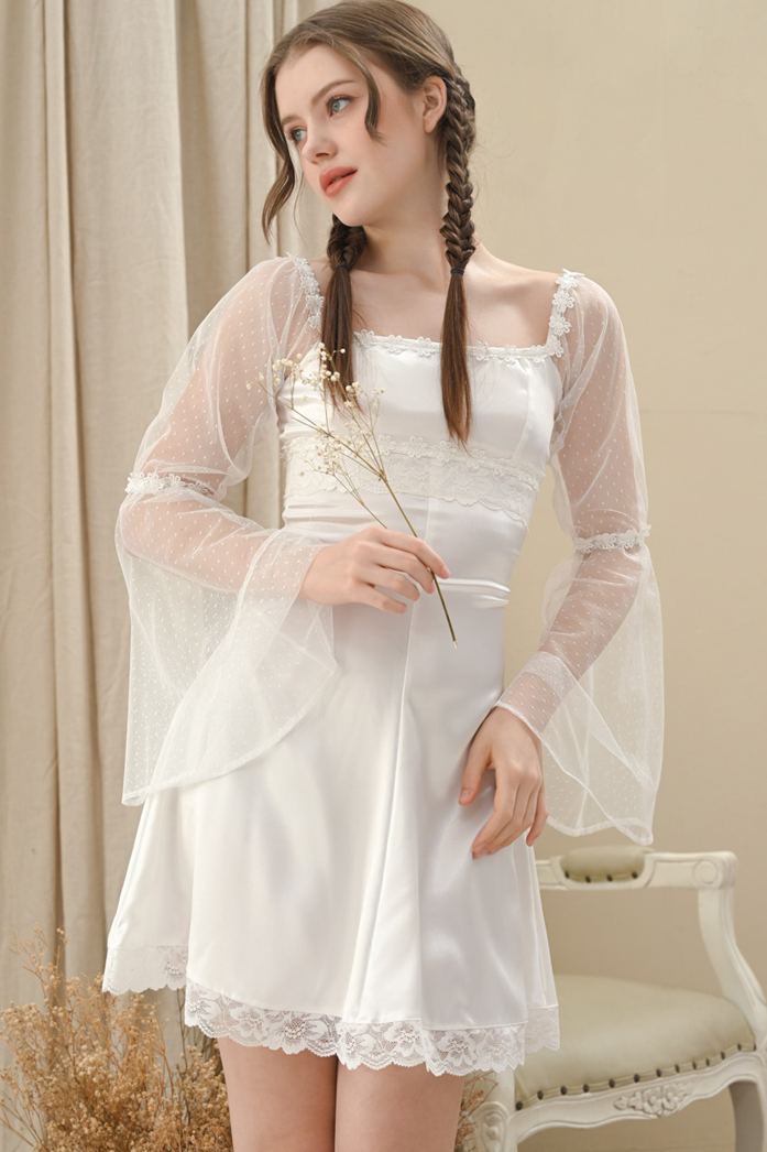 knee length dresses for ladies DREAMY BLOSSOM WOVEN LACE MIDI DRESS l FLYING TOMATO main image 0