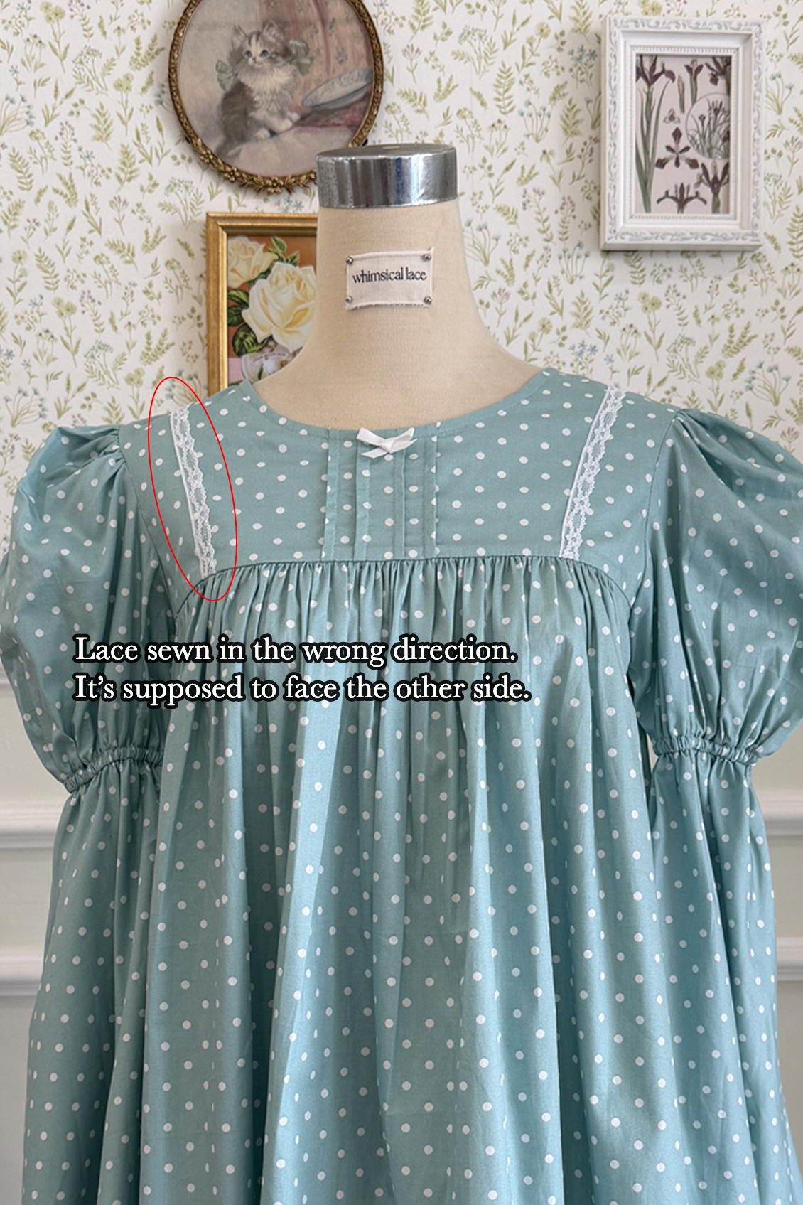Willow Dress in Light Blue Polka Dot Cotton (Defective)