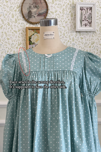 Willow Dress in Light Blue Polka Dot Cotton (Defective)